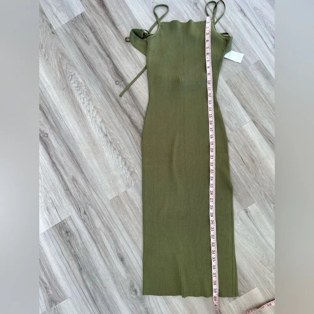 NWT Abercrombie & Fitch Medium Green Ribbed Knit Strappy Back Dress - Image 7