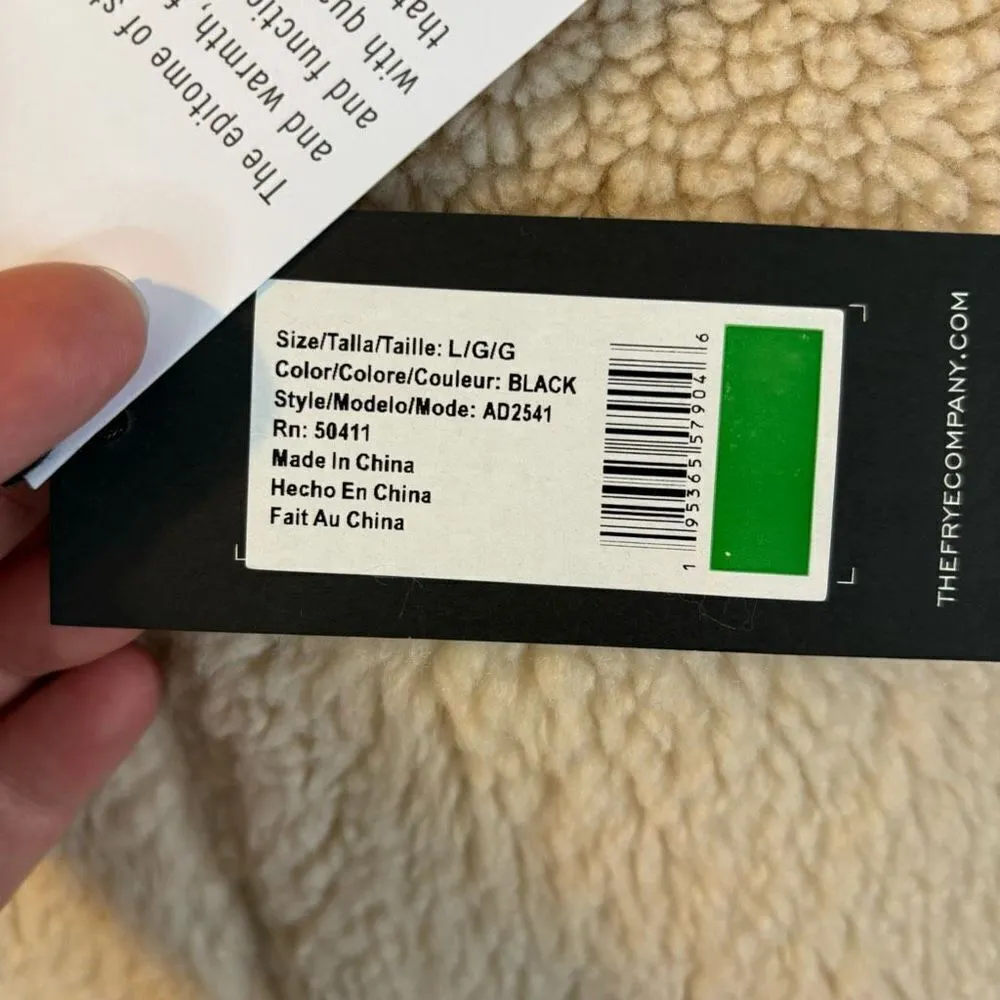 Frye Vegan Leather Faux Shearling Crop Jacket Bomber Aviator Womens Size Large - Image 8