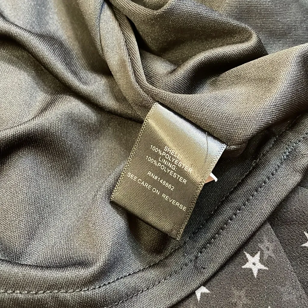 Torrid Black Star Chiffon High Collar Long Ruffle Sheer Sleeves Lined Midi Dress - Image 11