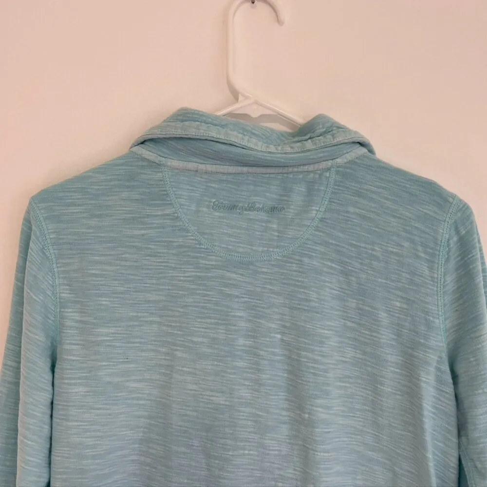 TOMMY BAHAMA Aqua Blue Full Zip Long Sleeve 100% Cotton Lightweight Sweatshirt S - Image 11