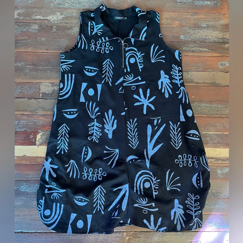 Creations Lagenlook Art to Wear 1/4 Zip Balloon Dress Non Wrinkle - Image 9