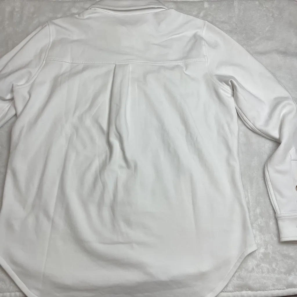 Travis Mathew Cloud Fleece Shacket Women's Size Small White Cotton Blend Relaxed - Image 8