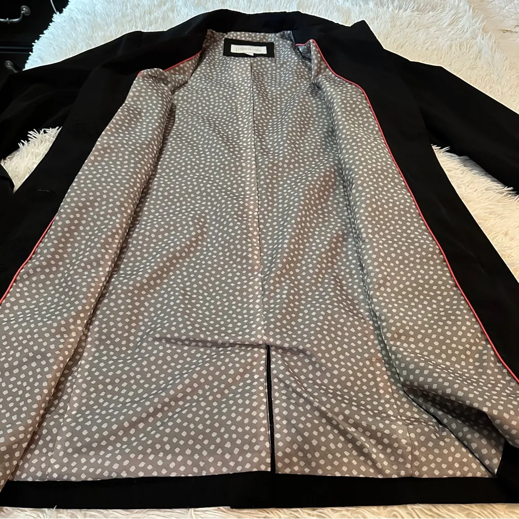 Relativity Black Button Front Trench Coat Size Large - Image 14