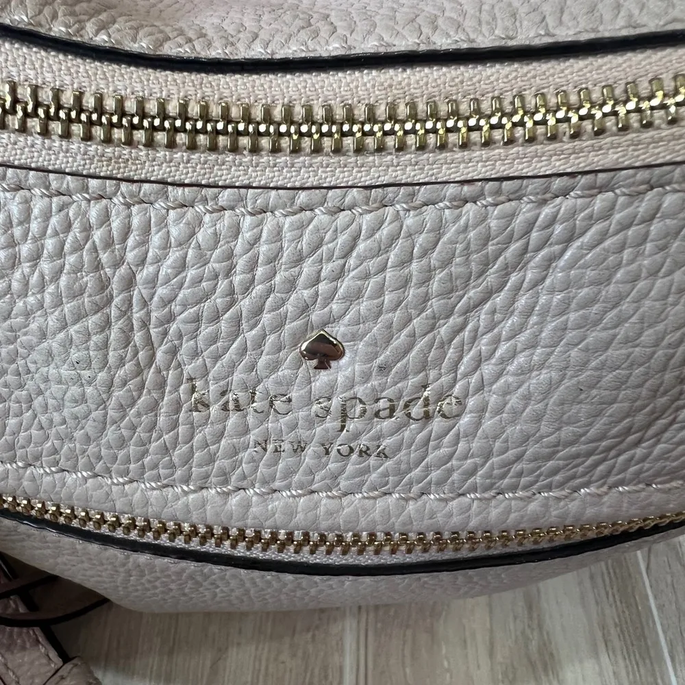 Kate Spade Crossbody Bag Leather Shoulder Bag Designer Purse Light Pink Cream - Image 4
