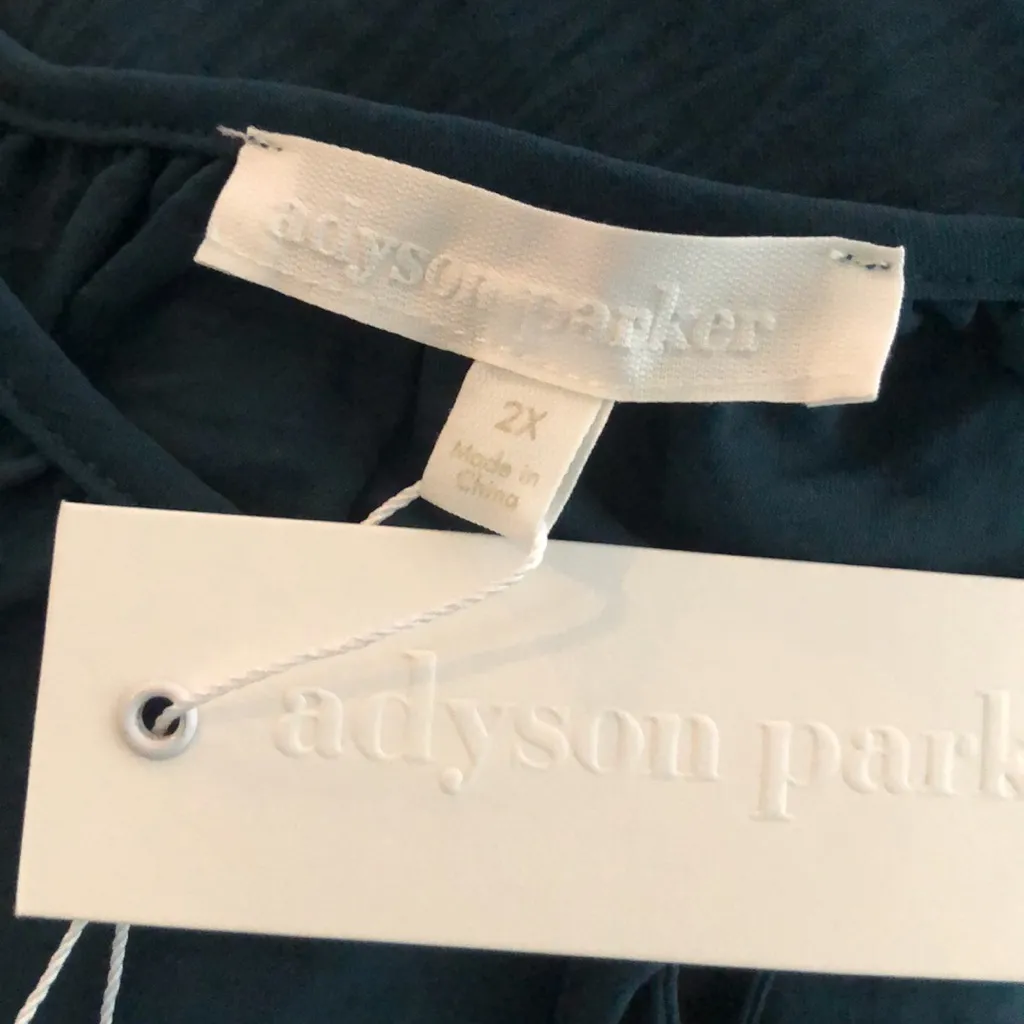 Adyson Parker AP Women's Plus Size 2x nwt Raw Edge Ruffle Loose Peplum Top teal - Image 3