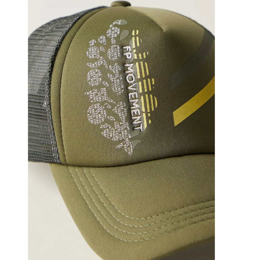 NWT Free People Trail Runner Trucker Hat in Olive - Image 2