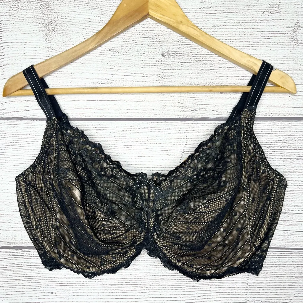 Chantelle Black Lace Rive Gauche Full Coverage Underwire Bra Size 40DDDD - Image 14