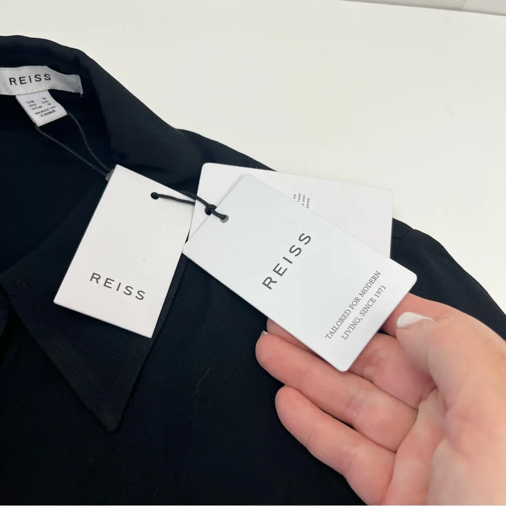 Reiss Nila Contrasting Button Through Shirt Top Black Nude Size 2 NEW *TINY FLAW - Image 6