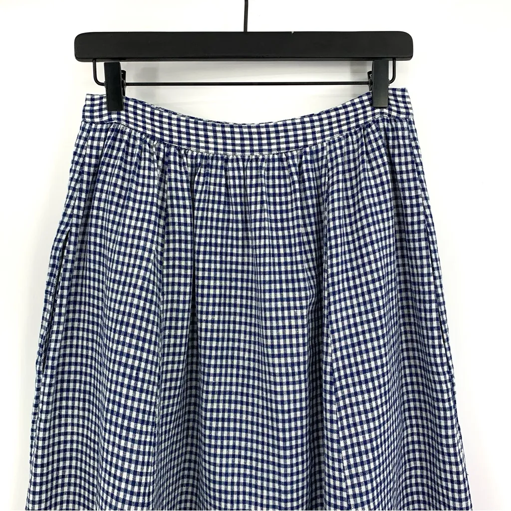 Reformation  Orzo Linen Midi Skirt Blue White Gingham 4 - Image 10