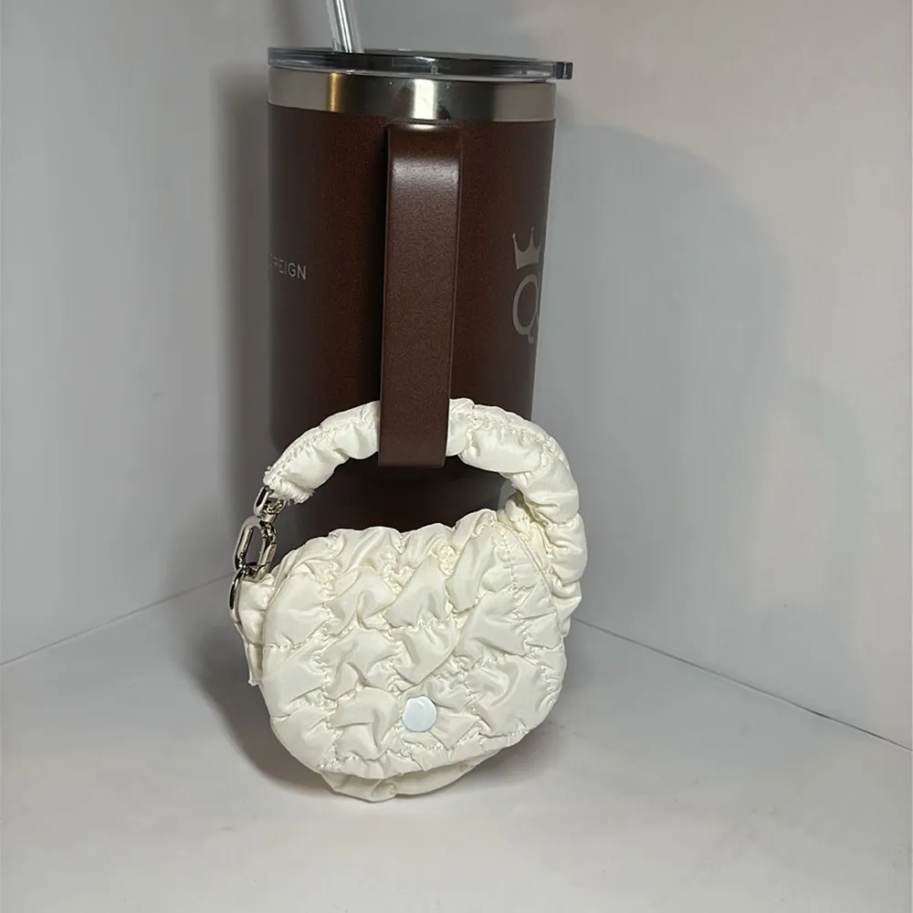 Mini Quilted Puffer Pouch #1033 White - Image 2