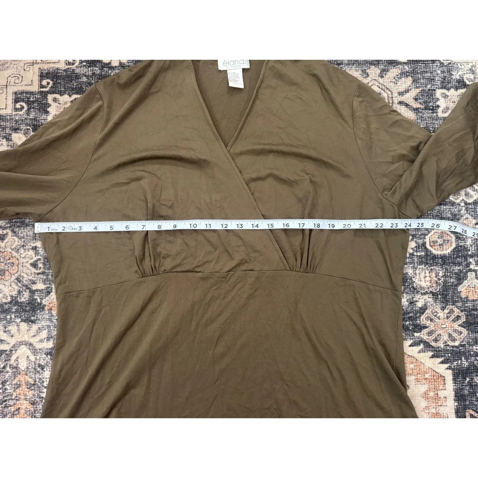 Elana by Tanner Women's Olive Green‎ Long Sleeve V - Image 4