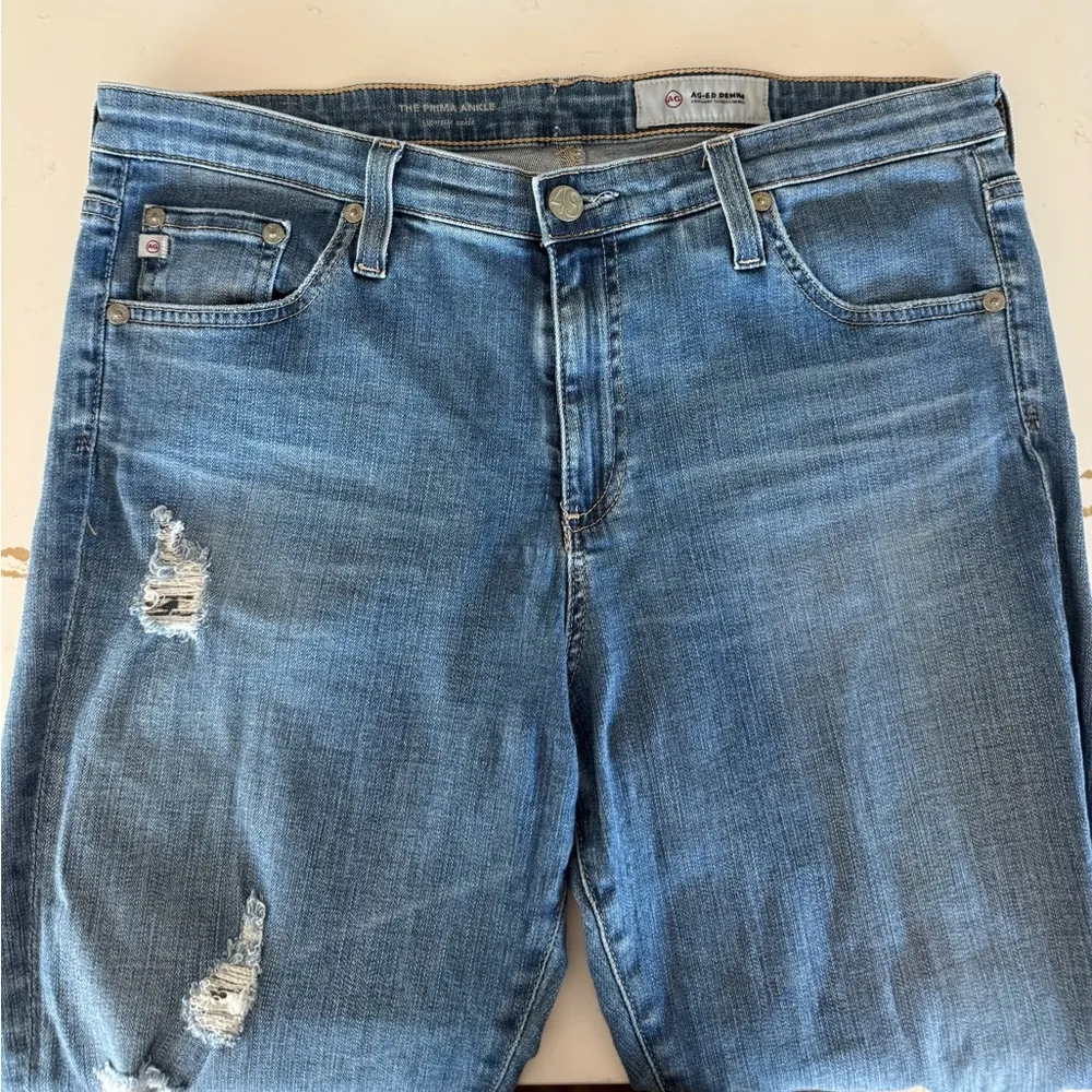 AG Adriano Goldschmied The Prima Ankle Cigarette Jeans Distressed Denim Size 32 - Image 4
