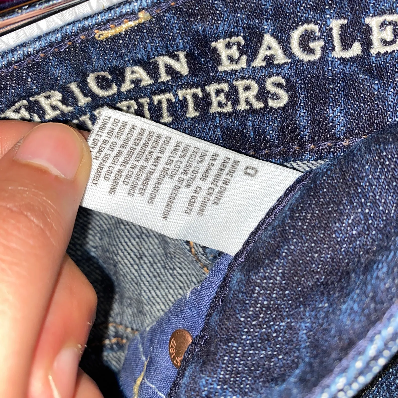 American Eagle Dark Wash Blue Denim American Flag Jean Shorts Women's Size 0 - Image 7