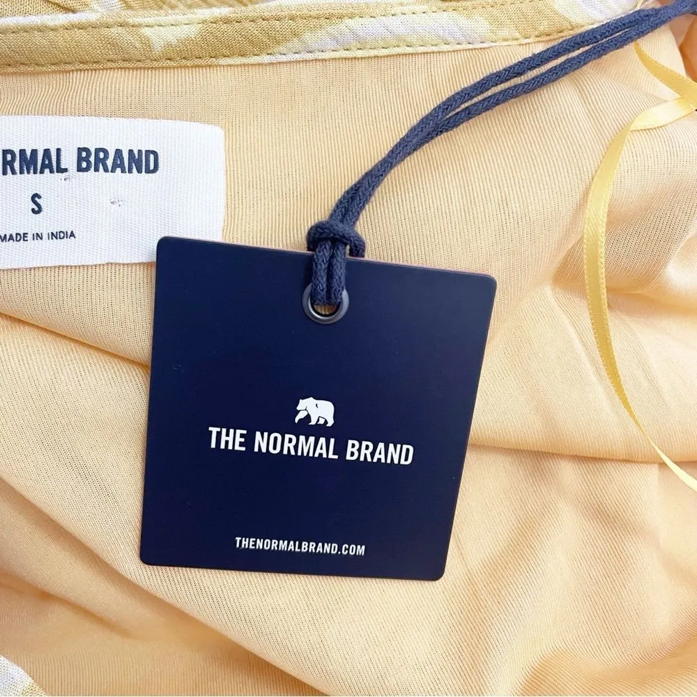 NWT The Normal Brand Ezra Crepe Deep V Button Thru Dress Yellow Size Small NEW - Image 12