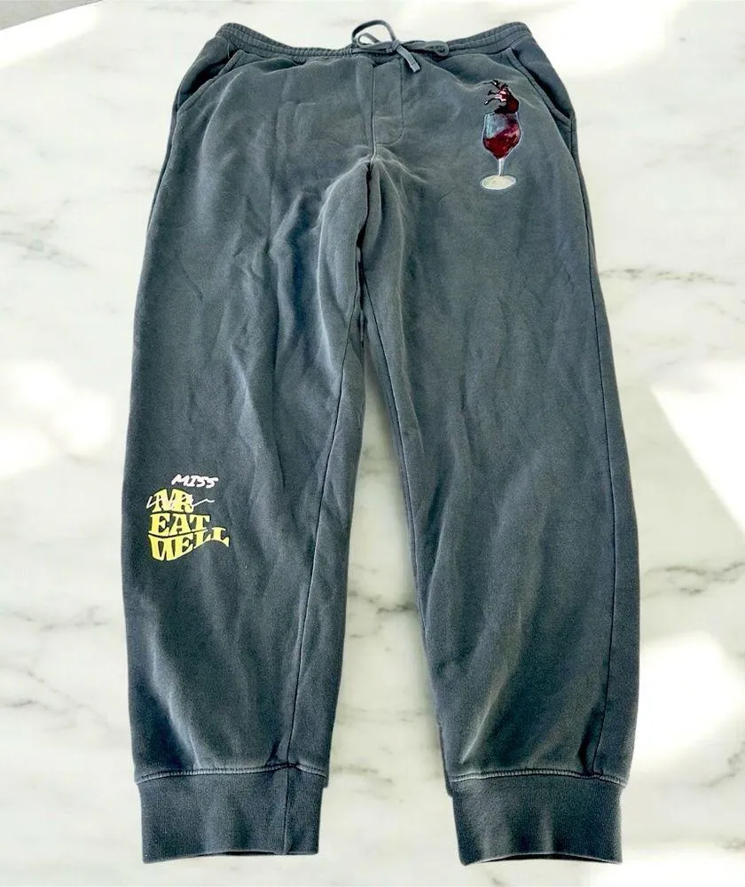 Mr. EatWell Wine Glass Sweatpants Blue Size XL - Image 2