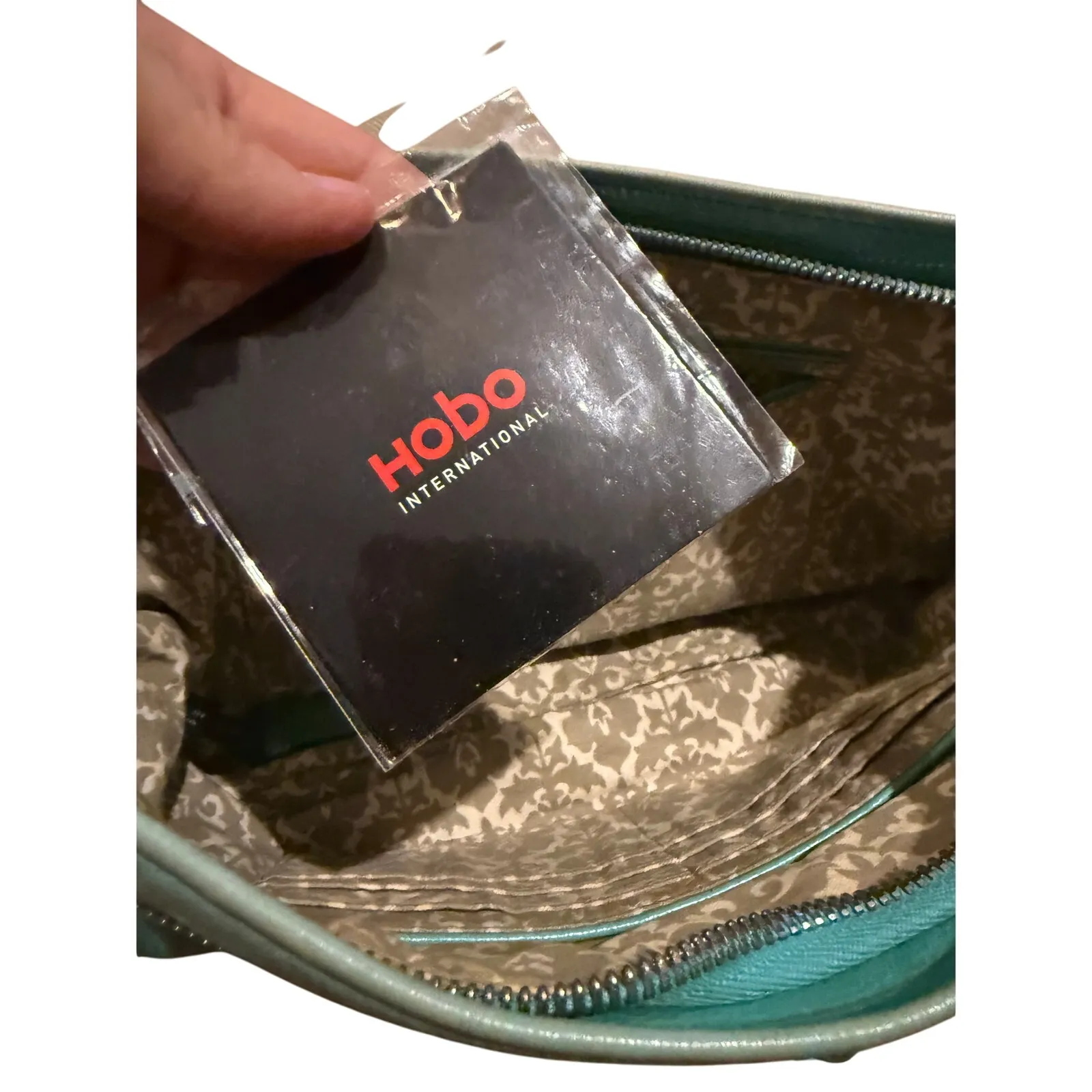 VTG HOBO Oversized Leather Clutch Wristlet Blue - Image 2