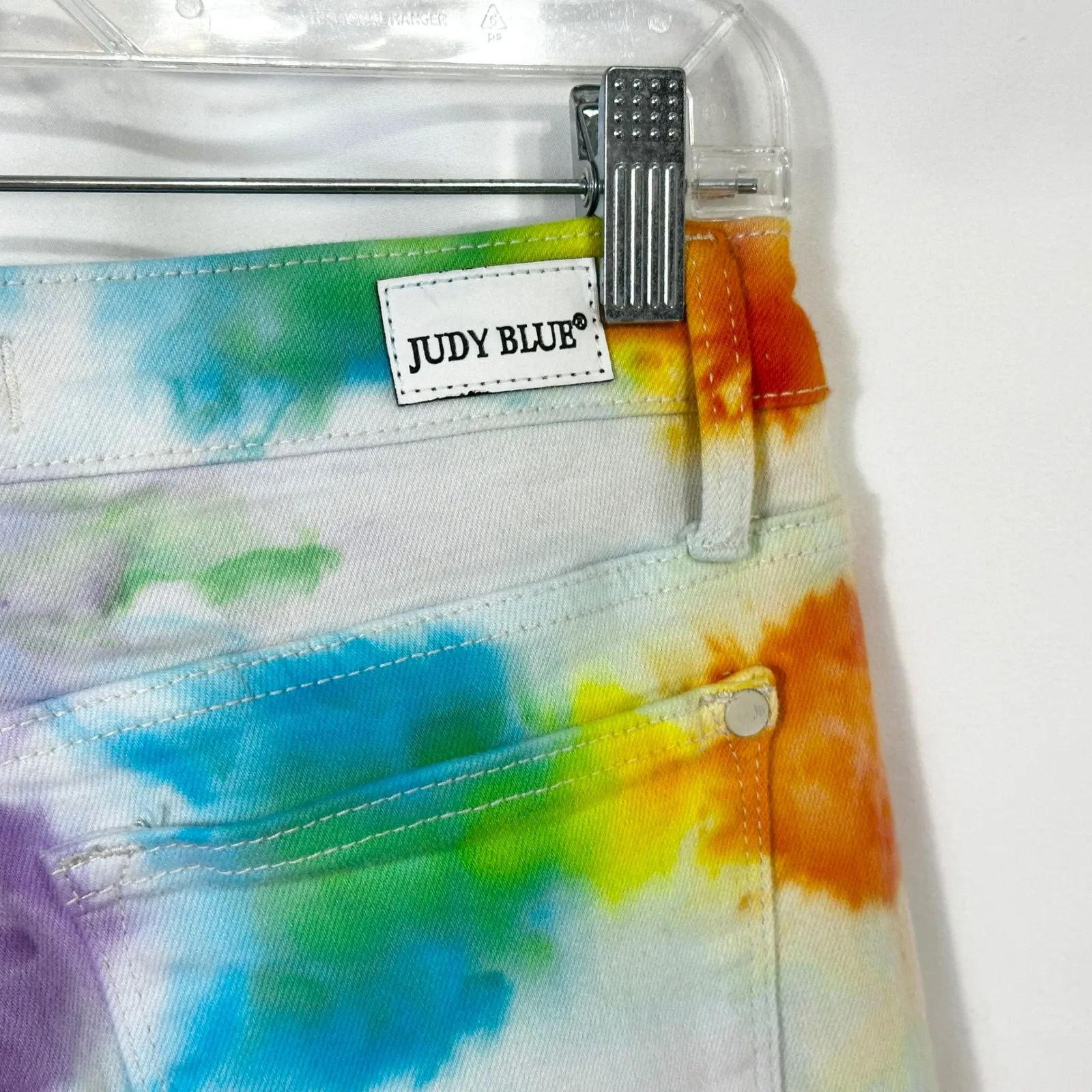 Judy Blue Sz 7/28 Skinny Jeans Handmade Tie Dye Boyfriend Rainbow Mid‎ Rise 1197 - Image 9