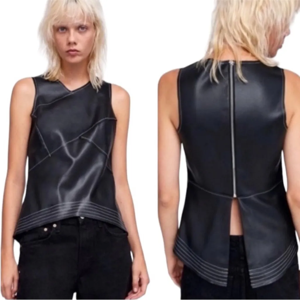 Zara Basic Faux Leather Sleeveless Top - Image 2
