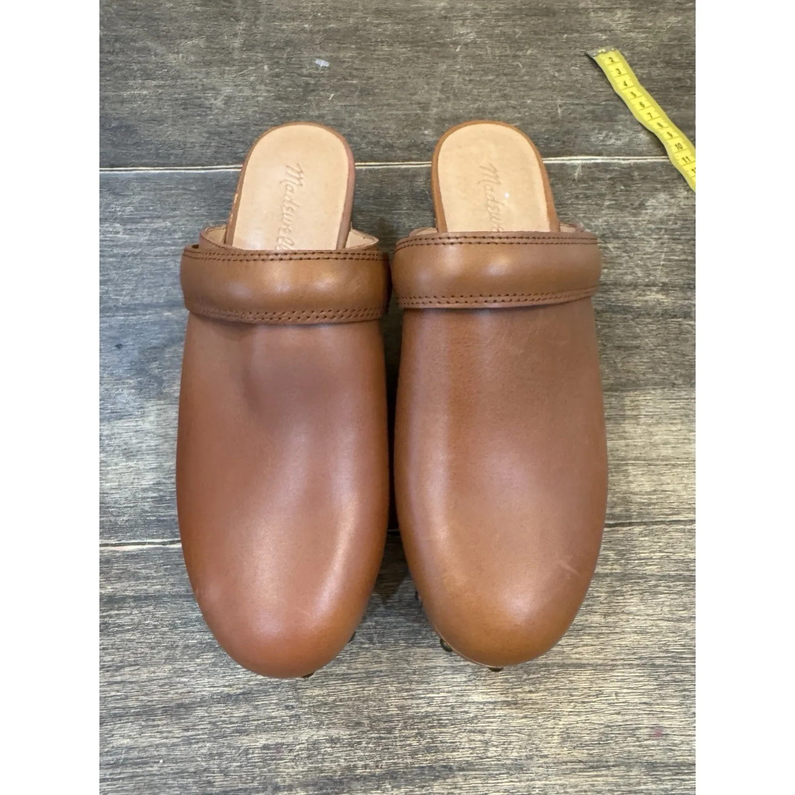 MADEWELL Women's $168 Cecily Clog in Oiled Leather English Saddle Size 7 Brown - Image 2