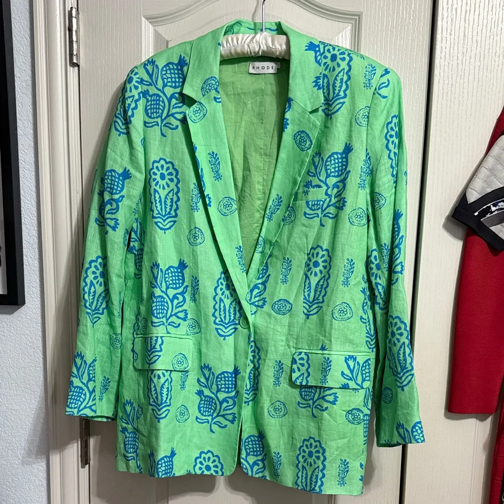 💖 Rhode Winnefred Green Floral Linen Blazer - Image 2