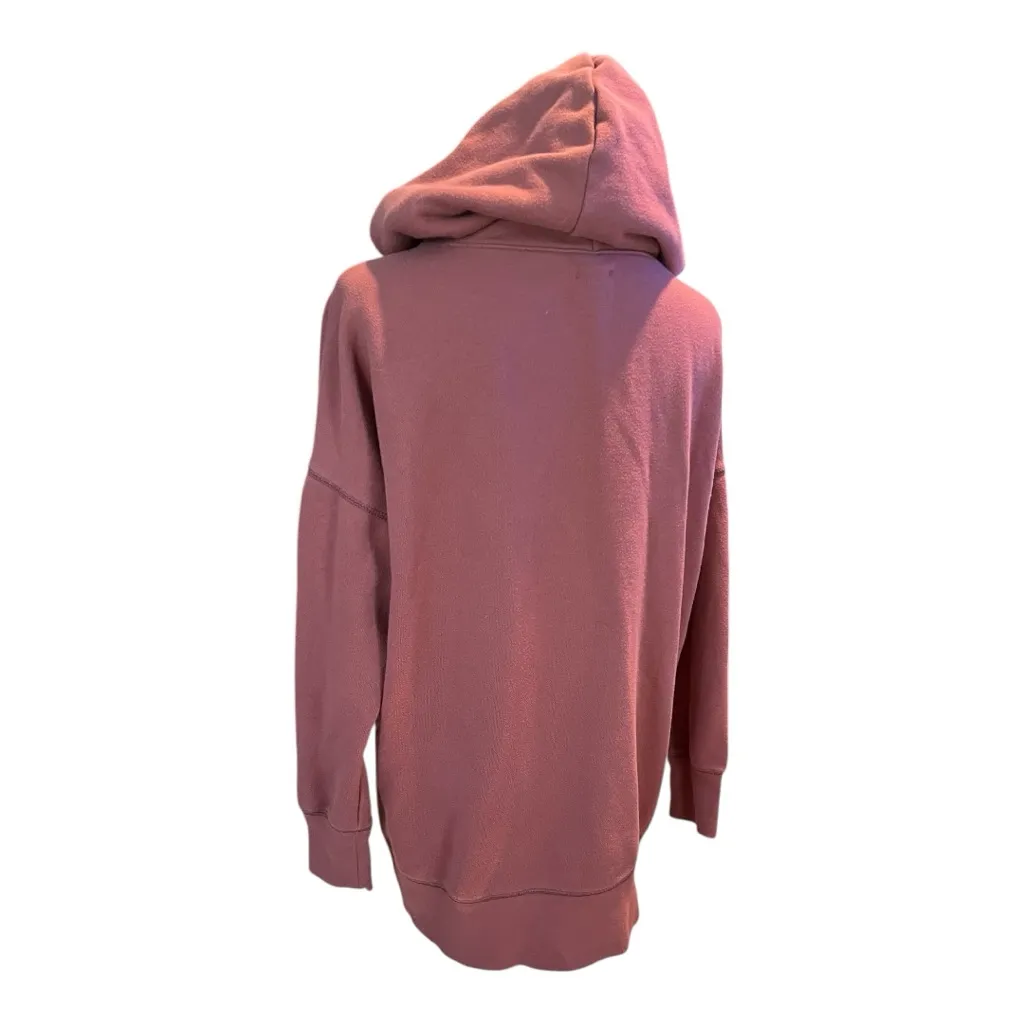 Aerie Side-Zip Hoodie Sweatshirt  Dark‎ Terracotta/ Warm Rust Color Size Small - Image 5