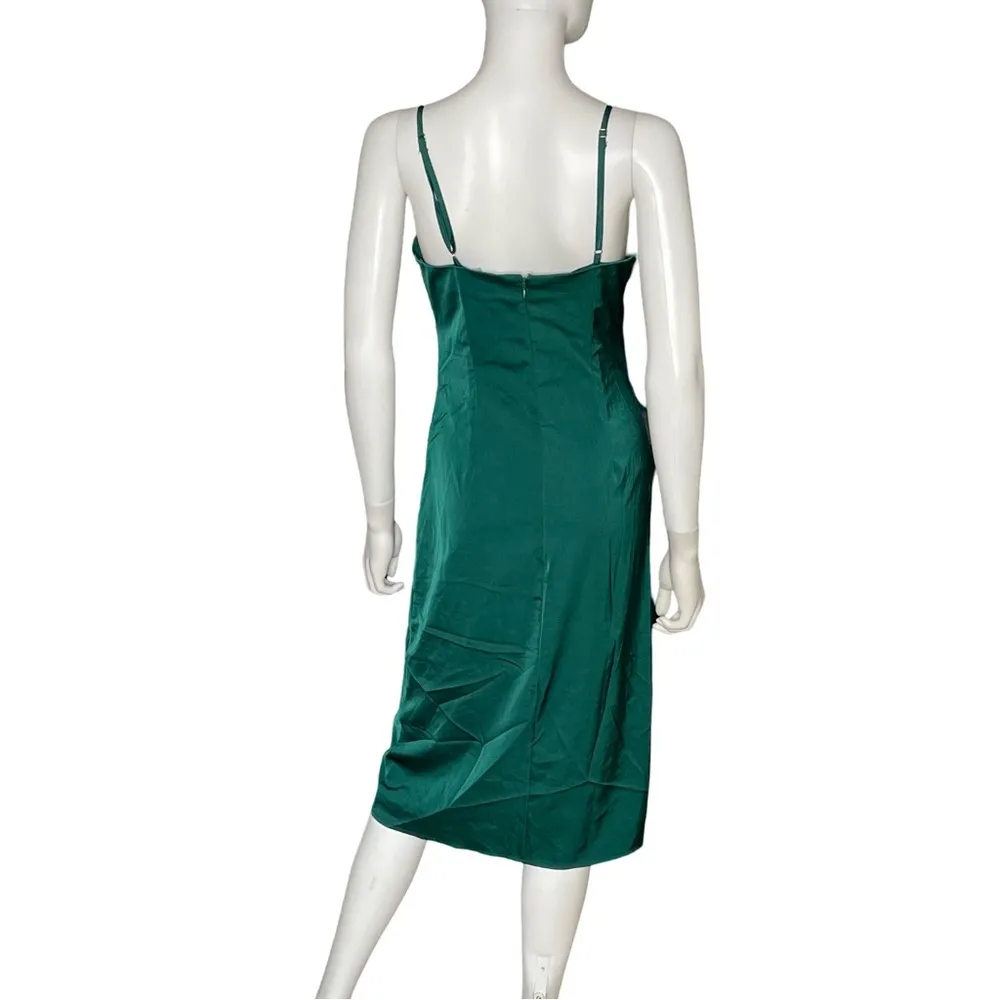 Lulus Hollywood Woman Forest Green Satin Midi Dress Women’s Sz S - Image 6