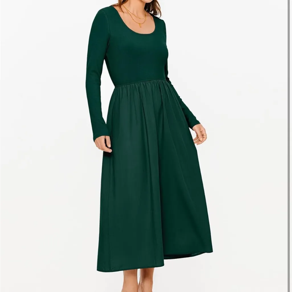 Glamaker Womens Long Sleeve Midi Casual A Line Dress with Pockets - Image 6
