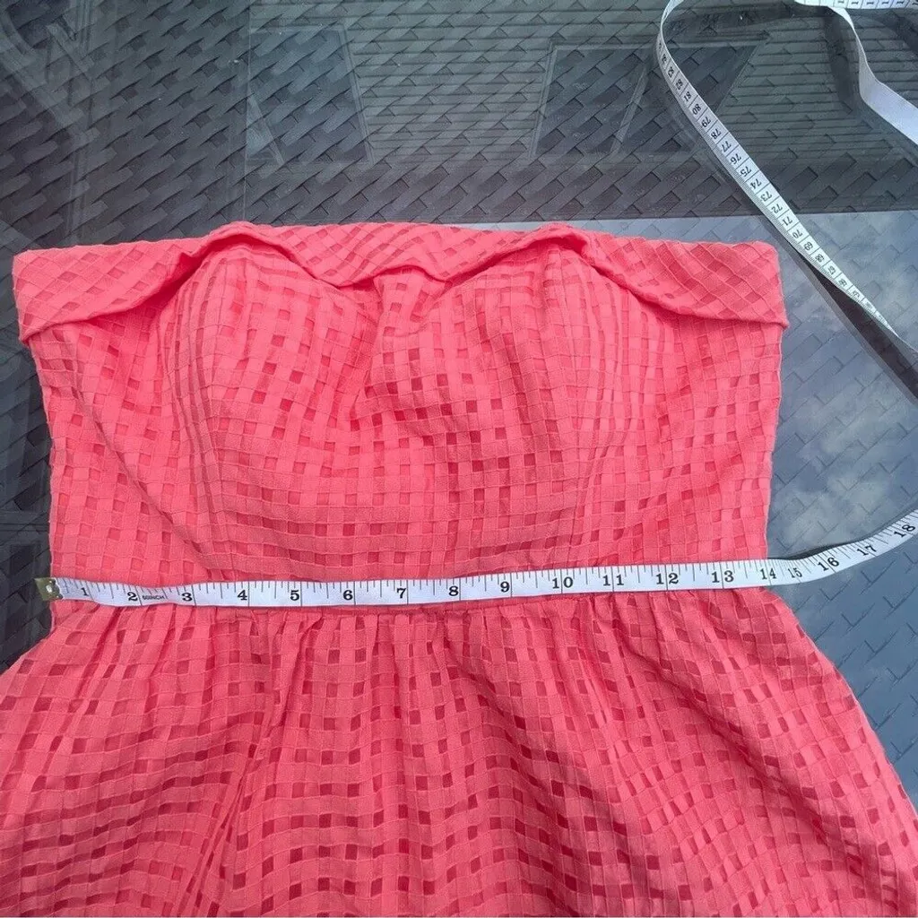 Vintage Anthropologie Hitherto Y2K Sz 10 Catherina coral cotton Strapless Dress - Image 6