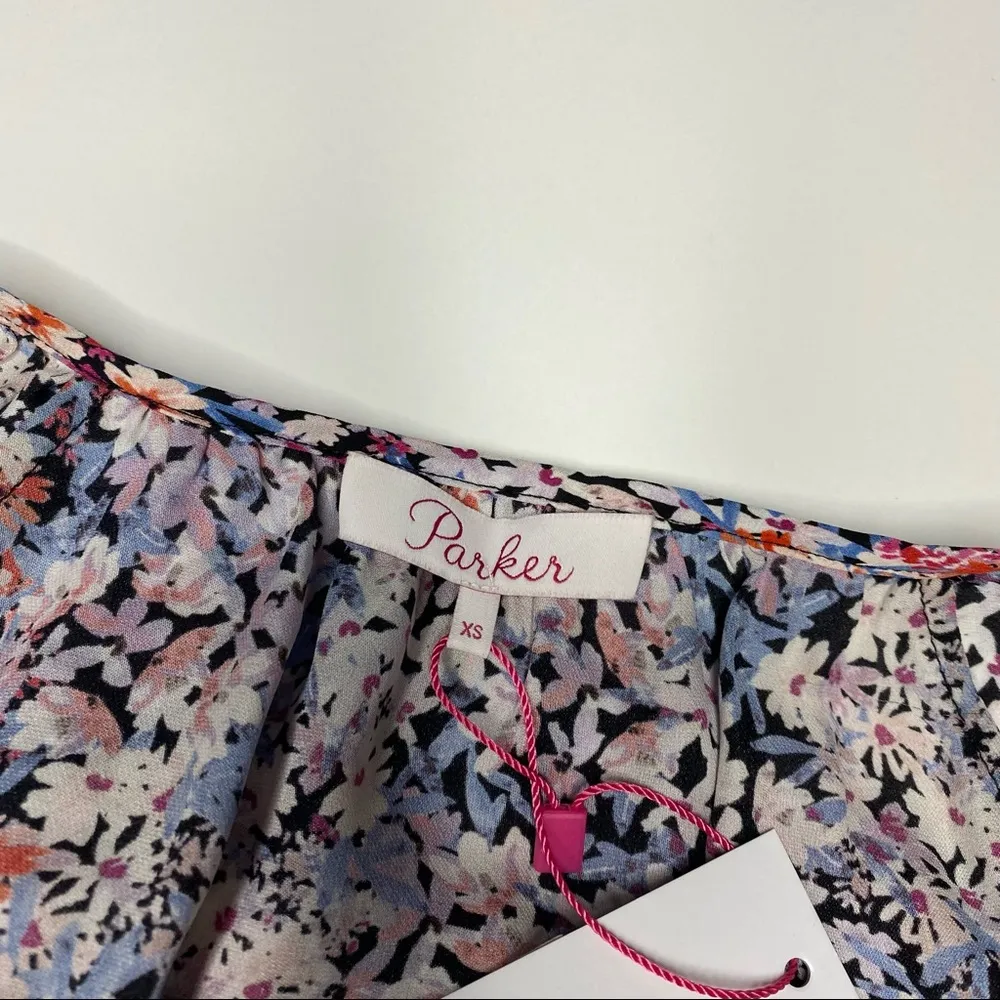 Parker Bertie Full-Sleeve Floral Silk Dress XS NWT - Image 14