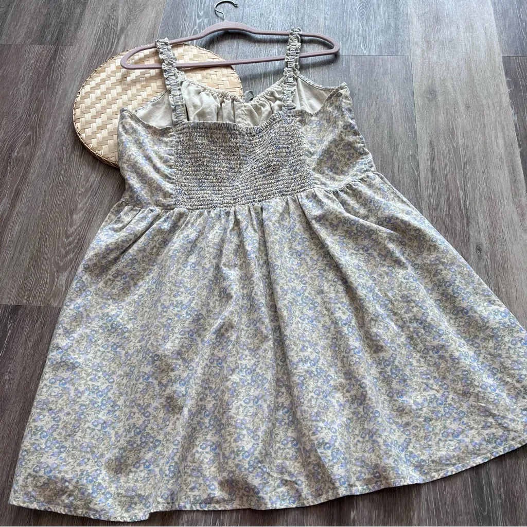 Lucky brand floral linen blend milkmaid mini dress coquette dainty‎ - Image 8