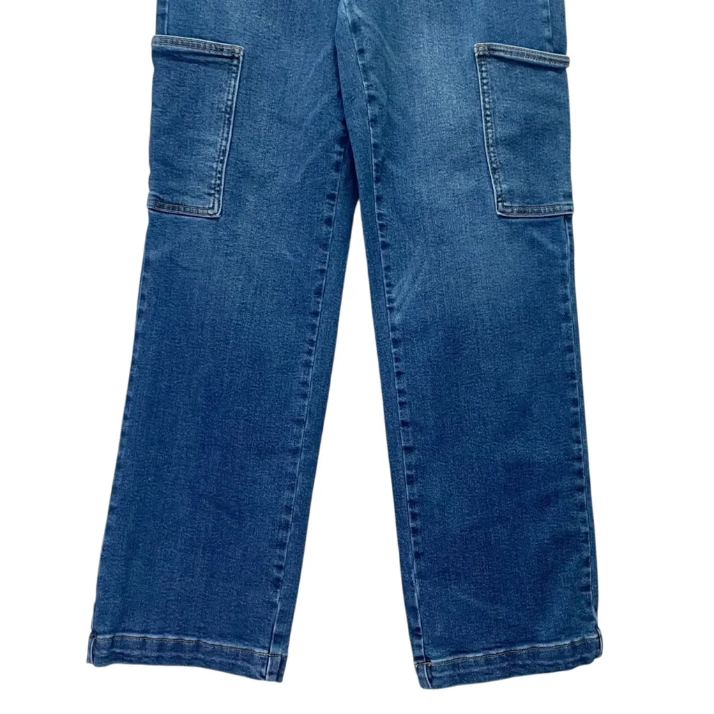 Judy Blue Cargo Wide Leg Jeans Size 7 | 28 High Rise Dark Wash Utility Denim - Image 9