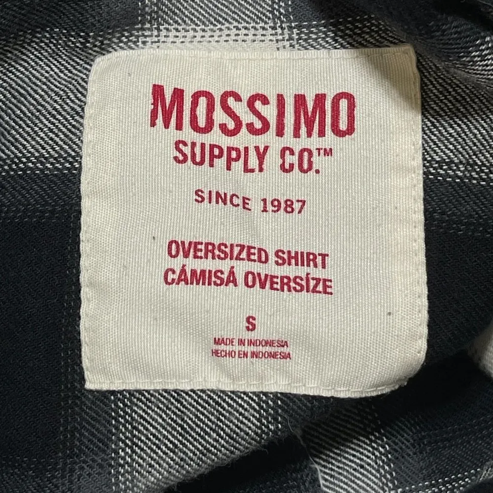 Mossimo Women's Flannel Shacket Shirt Black White Plaid Button Front S Small - Image 4