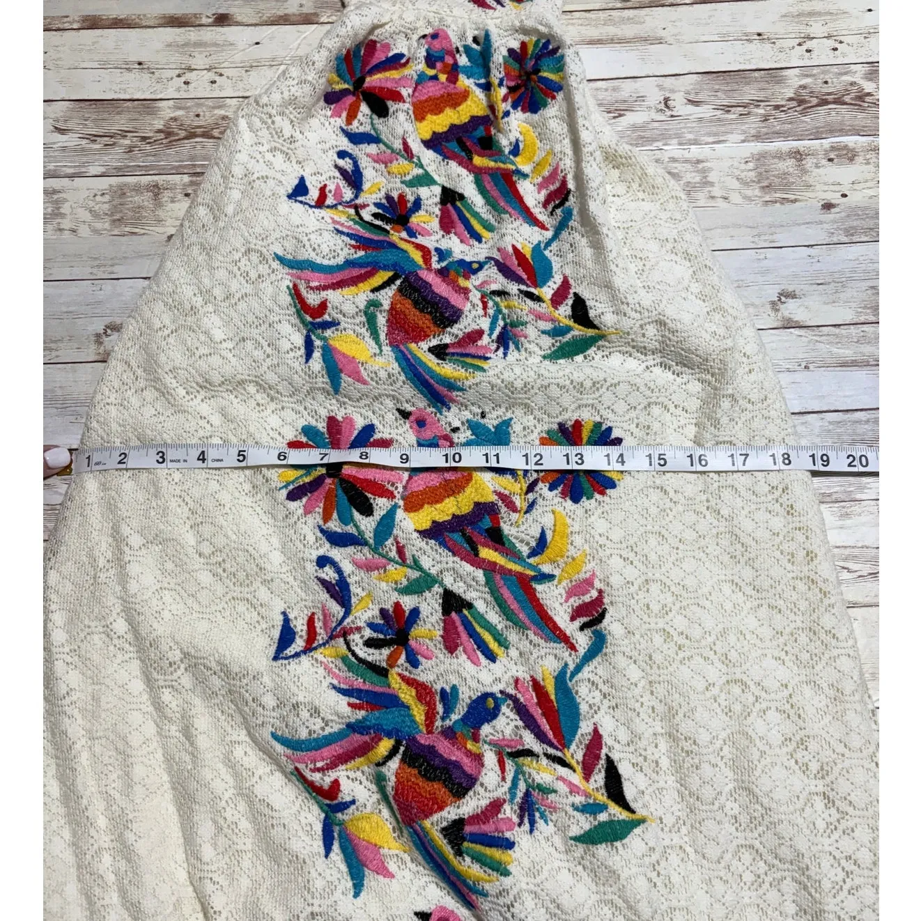 Judith March Embroidered Halter Maxi Dress Crochet Otomi Small Vacation Beach - Image 8