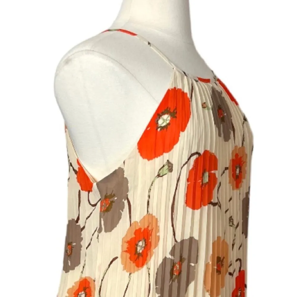 Ellames NEW Dress Pleated Shift Halter Neck Cream Orange Floral Women’s 2XL Plus Size 2X - Image 10