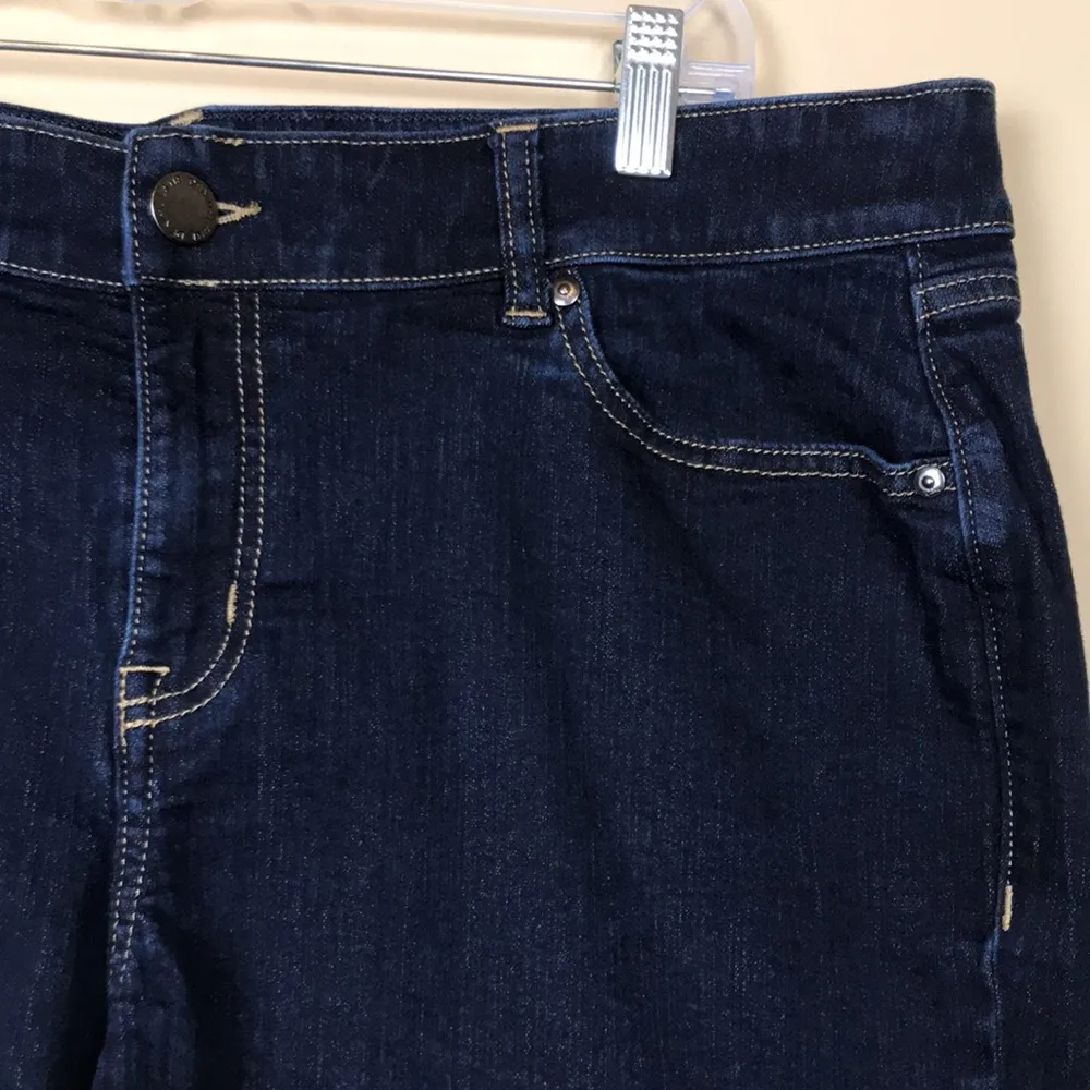 Lane Bryant Women’s Dark Wash Mid-Rise Boyfriend Midi Short Flex Magic Waist - Image 3