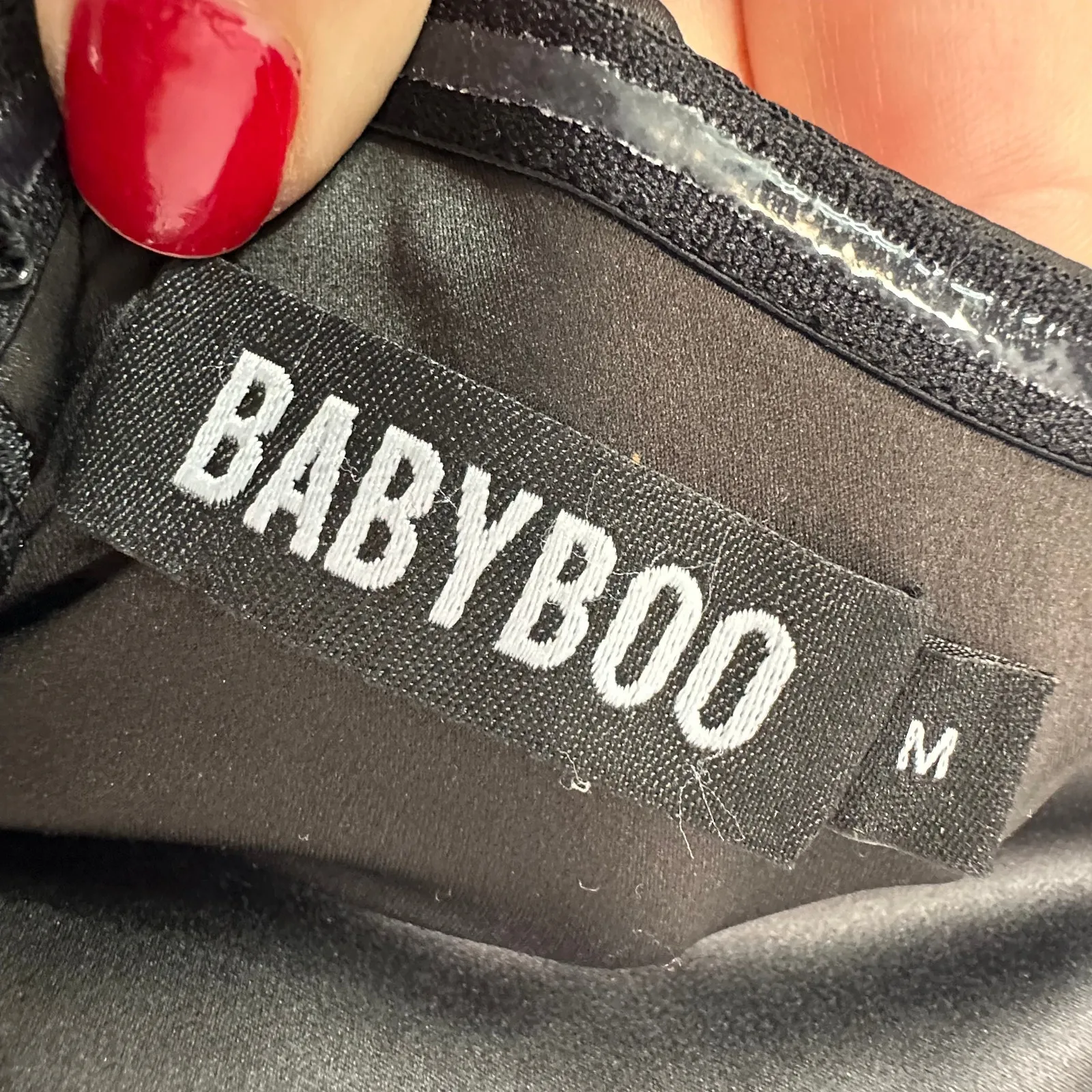 Bayboo SAFIYA Maxi Dress Black High Slit Strapless cocktail Gown Size Medium - Image 5