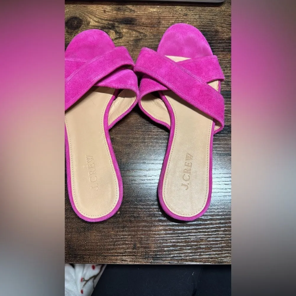 J Crew Hot Pink Suede Slide Sandals size 7.5‎ - Image 4
