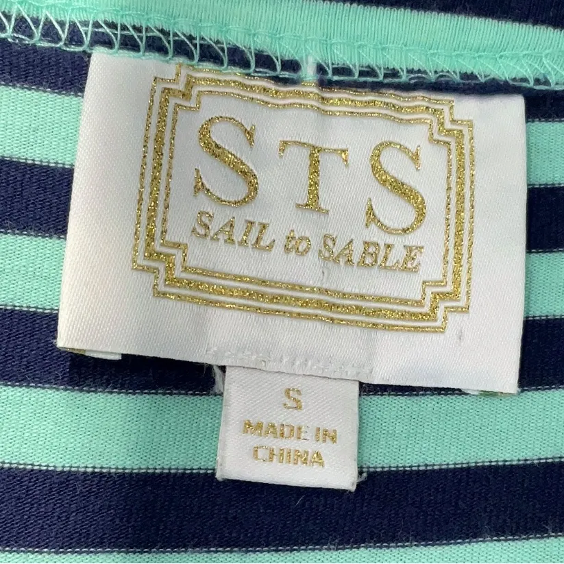 Tuckernuck Sail to Sable Striped Tank Maxi Dress Green Navy Blue Small Nautical - Image 11