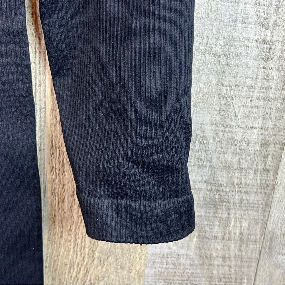 OQQ Black XL Compression Ribbed Dress Long Sleeve Square Neck - Image 5