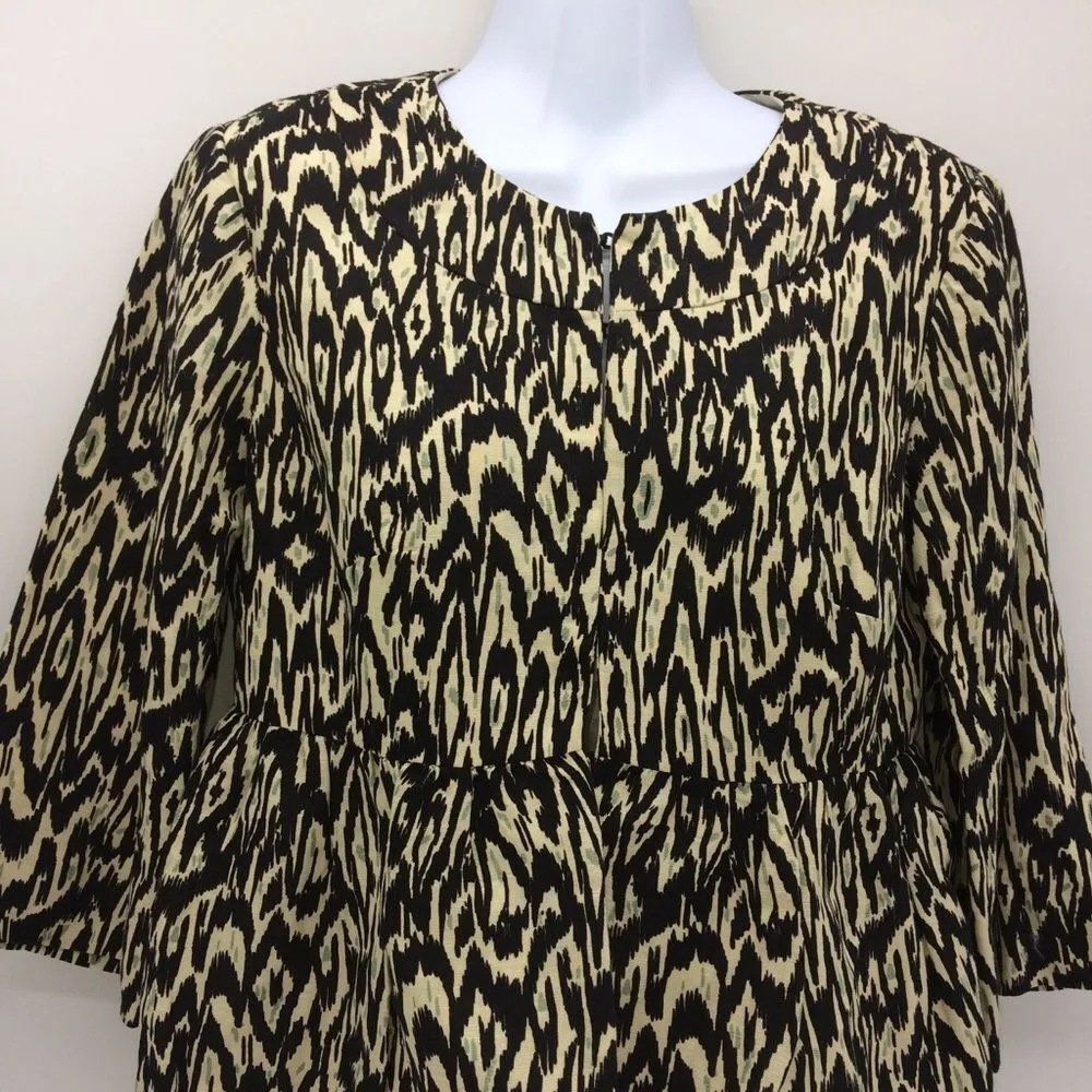 Nanette Lepore Womens Tribal Black/White/Teal-Gray 3/4 Length Sleeve Blazer-Sz 4 - Image 2