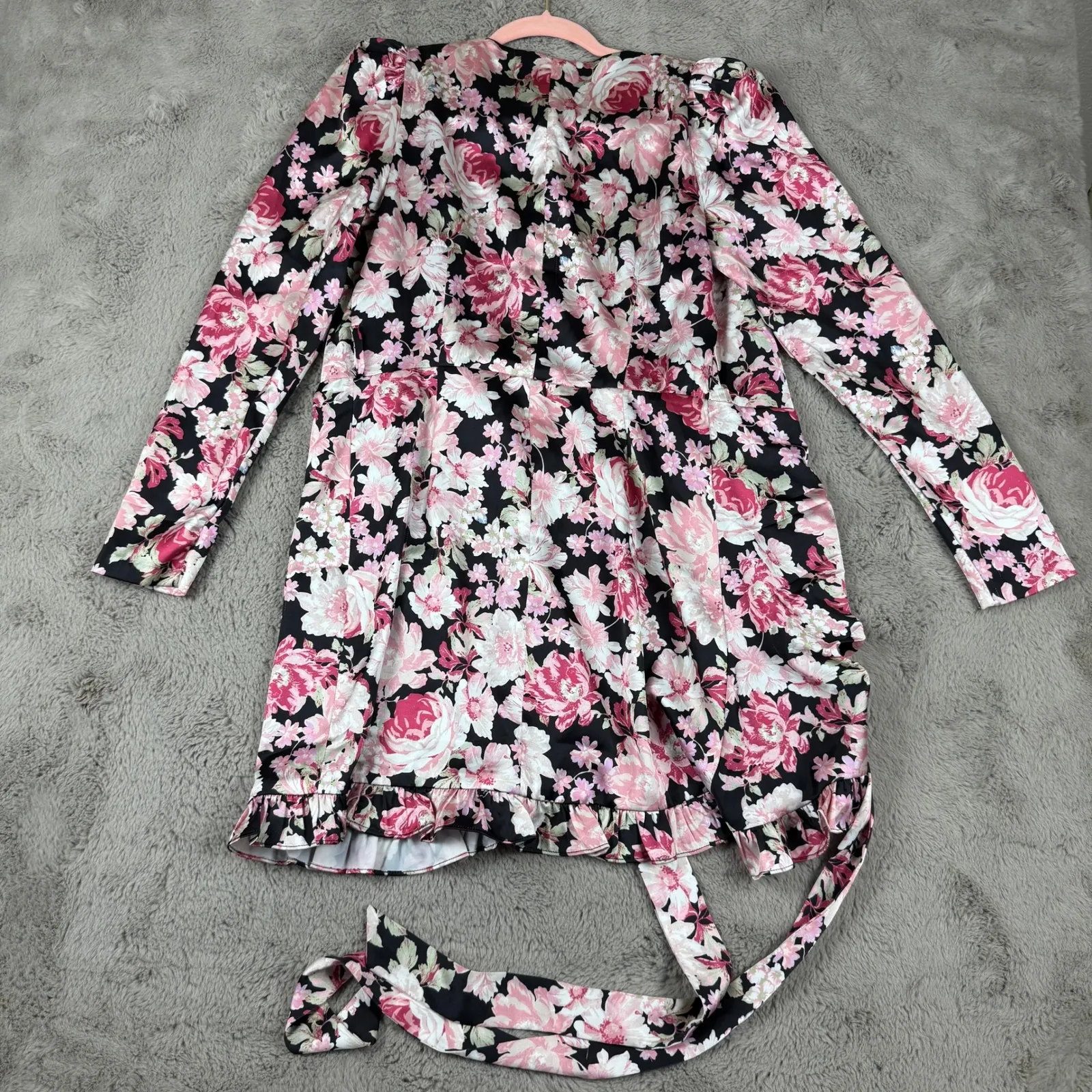 NWT Bardot Floral Mini Dress Ruffle Samara Rose‎ Party Cocktail Black Pink S - Image 8