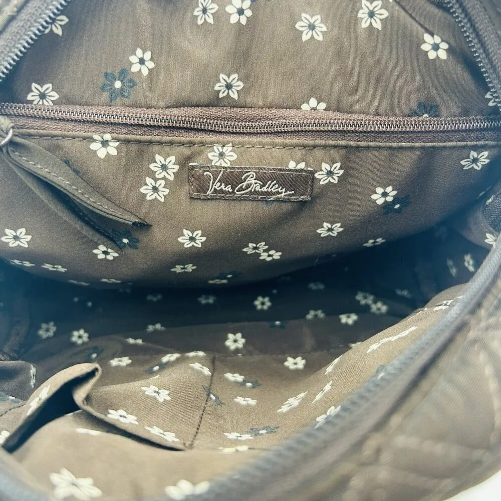 Vera Bradley Solid Brown Quilted Bowler Bag Purse 9" x 10" - Image 5