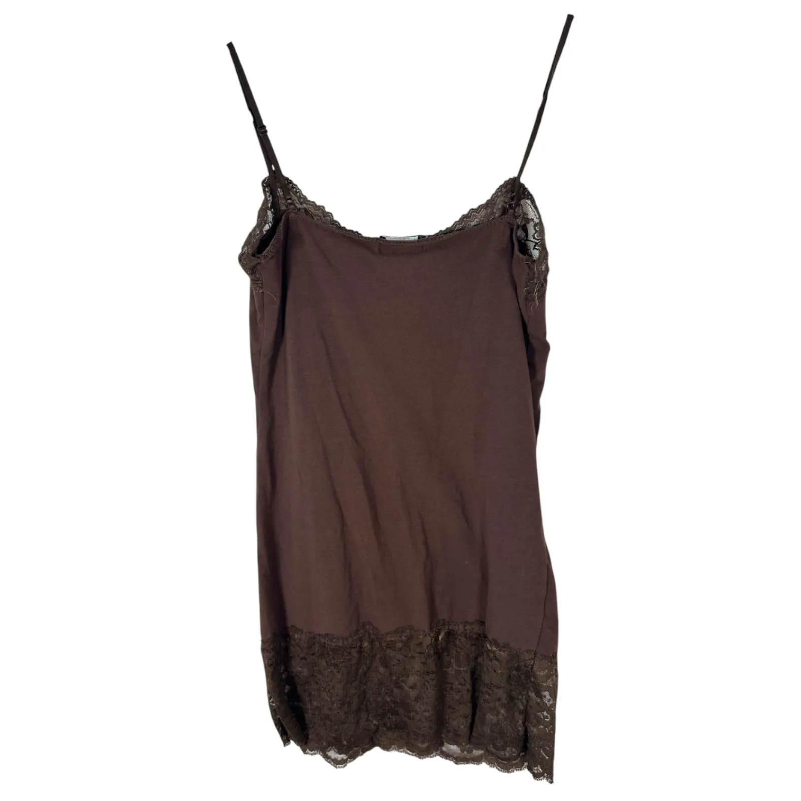 Wet Seal Vintage 90s Lace Trim Cami Camisole Brown Size Large - Image 3