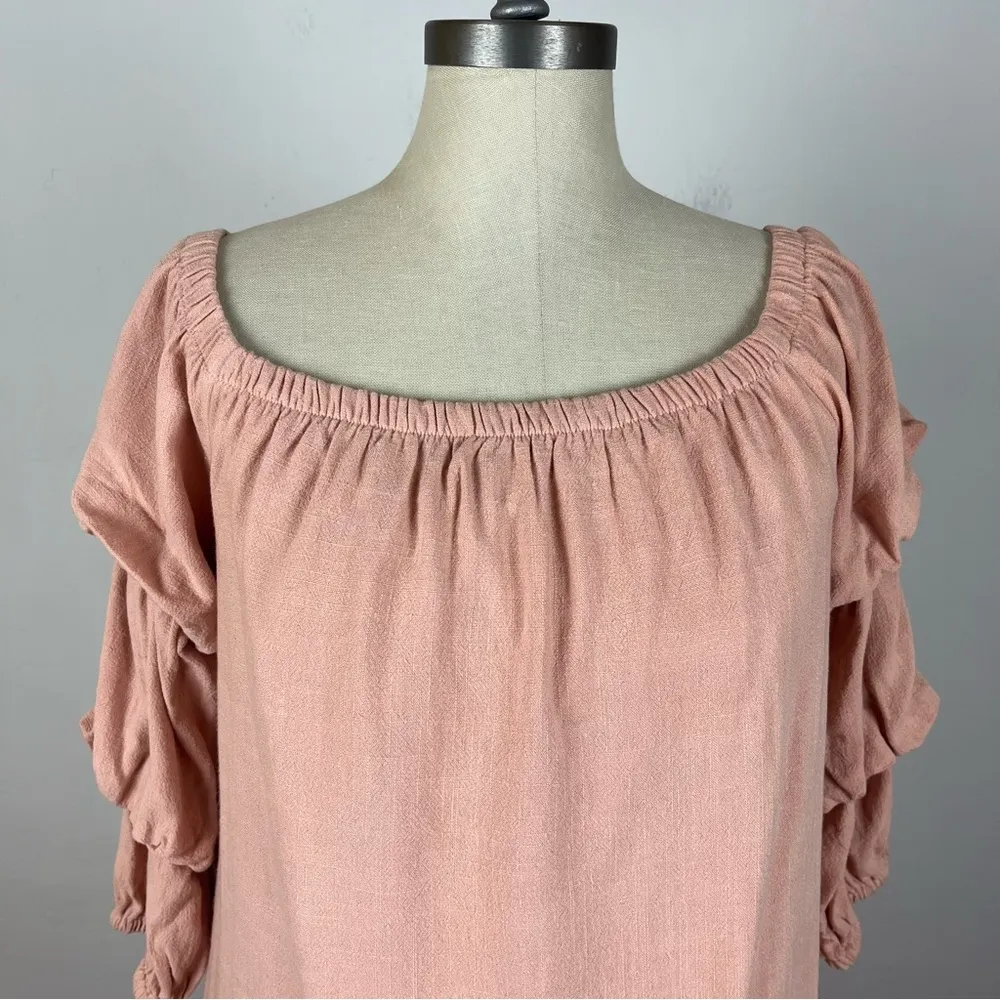 Lulu’s By the Pier Blush Pink Off-the-Shoulder Puff Sleeve Mini Dress - Image 4