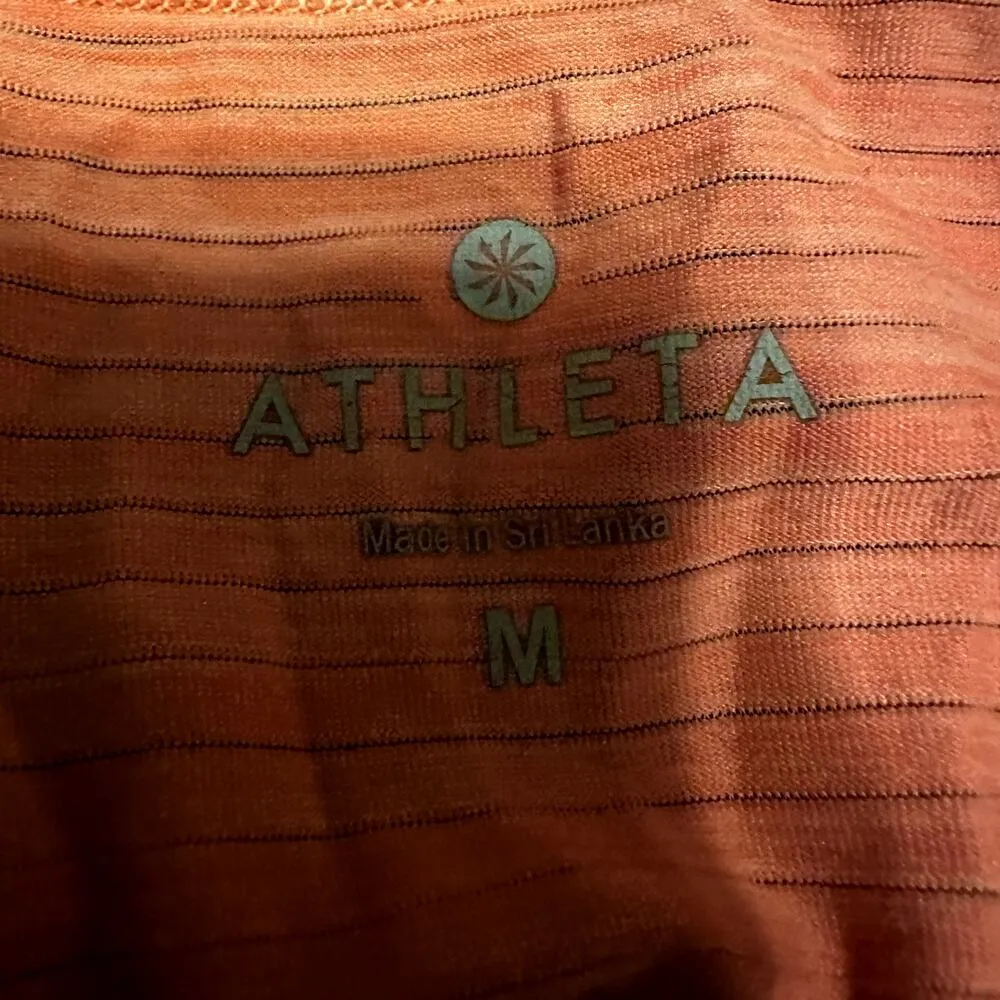 Athleta Tank Top Scoop Neck Racerback Sleeveless Striped Orange Medium - Image 2