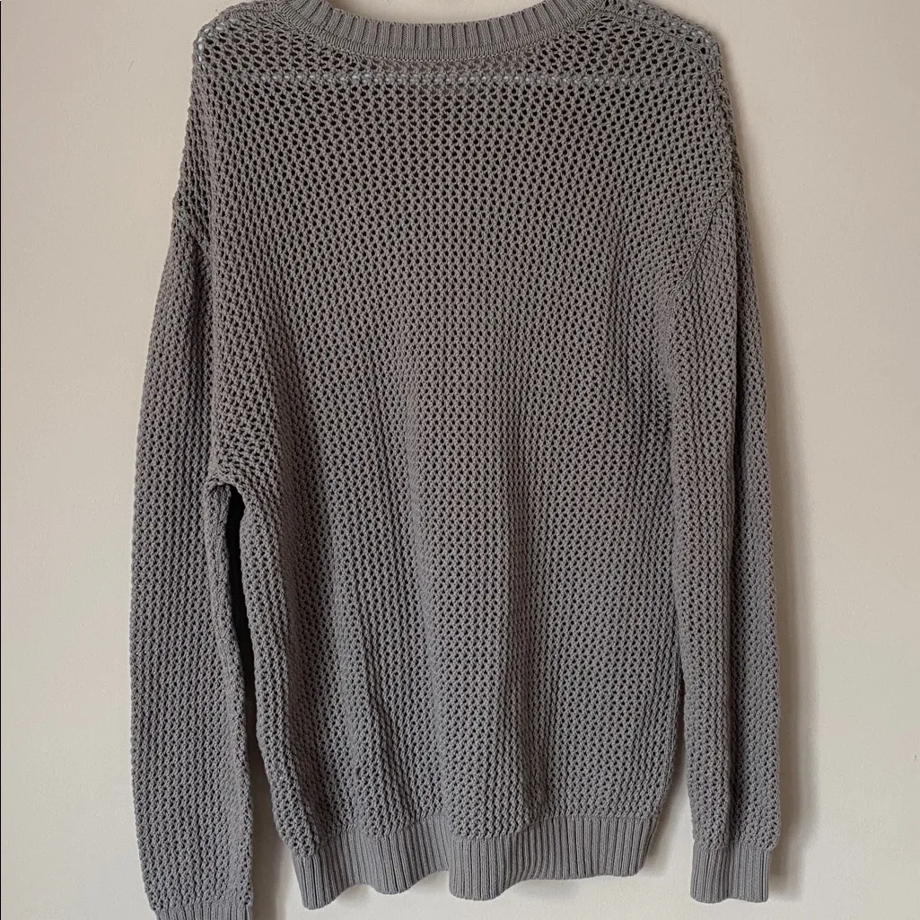 TNA Aritzia open knit crewneck sweater Tan Size M - Image 4