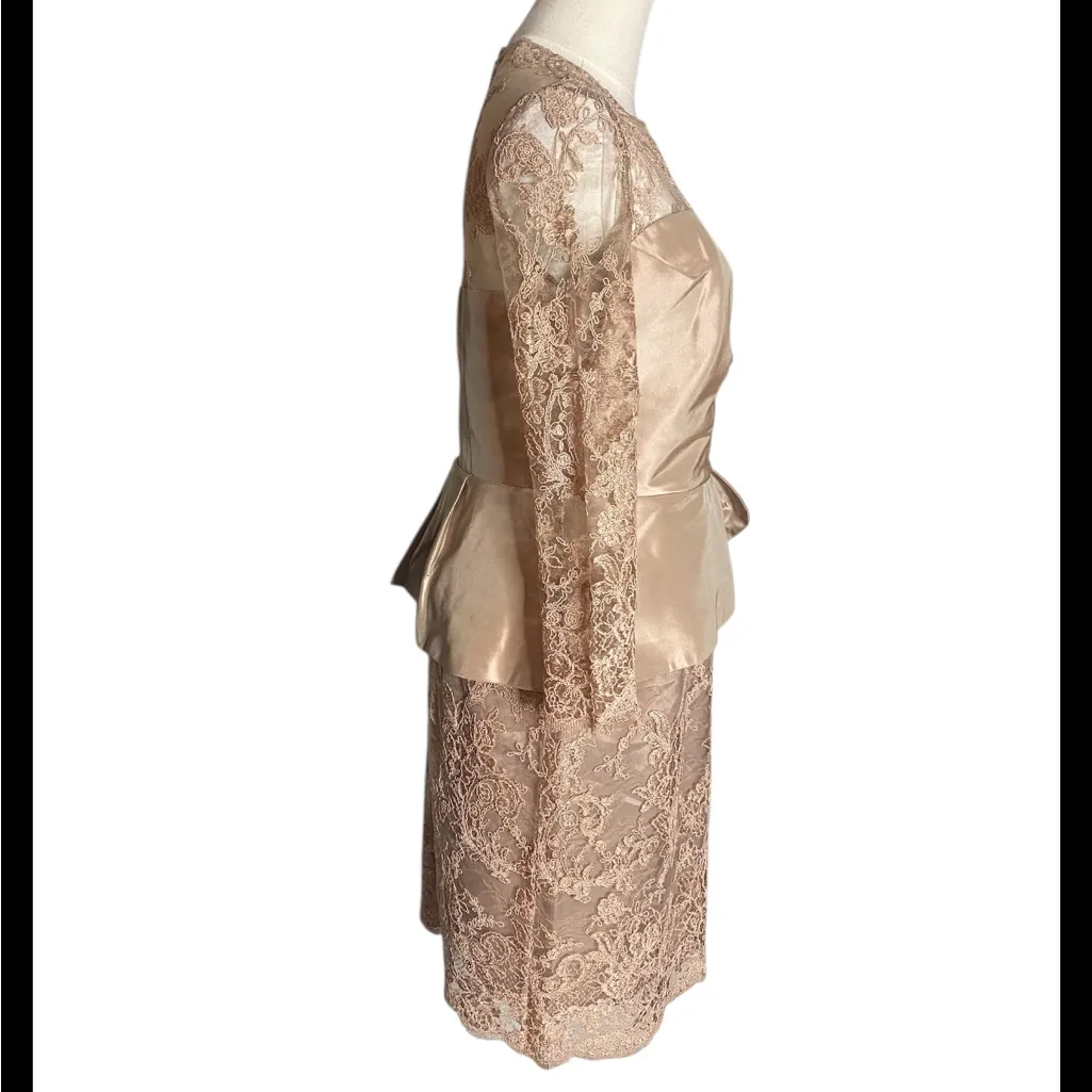 Rickie Freeman Teri Jon Lace Peplum Sheath Dress Blush Pink Size 6 NWT - Image 6