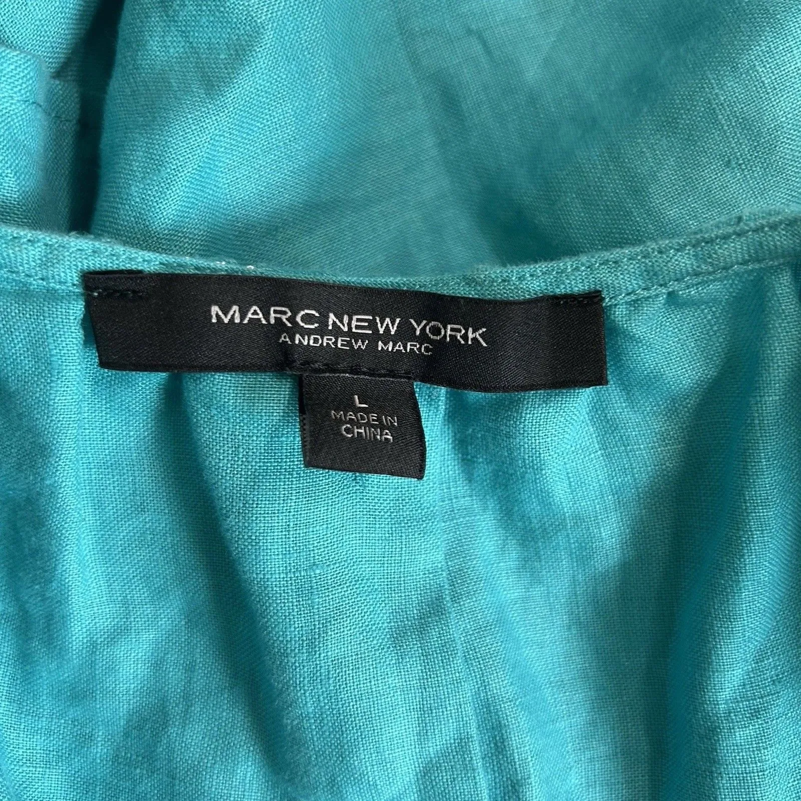 Marc New York Women's Tank Top Ruffle Strap Elastic Button Linen L - Image 5