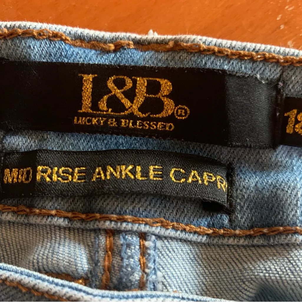 L&B Mid Rise Distressed Ankle Size 18 Capri. 2284 Blue - Image 4