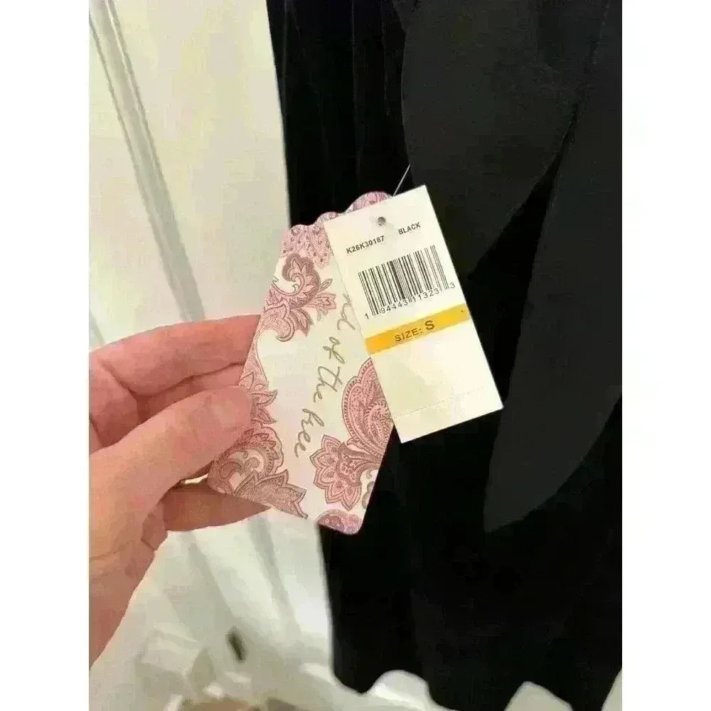 Band of Gypsies Black Crushed Velvet Midi Dress‎ size S NWT - Image 6